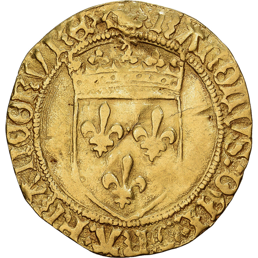 França, Écu d'or au soleil, Charles VIII, Bordeaux, 1ère émission, Dourado