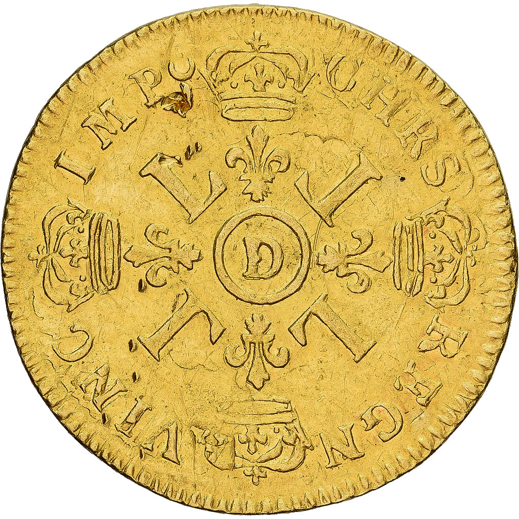 Francia, Louis XIV, Louis d'or aux 4 L, 1694, Lyon, réformé, Oro, BC+