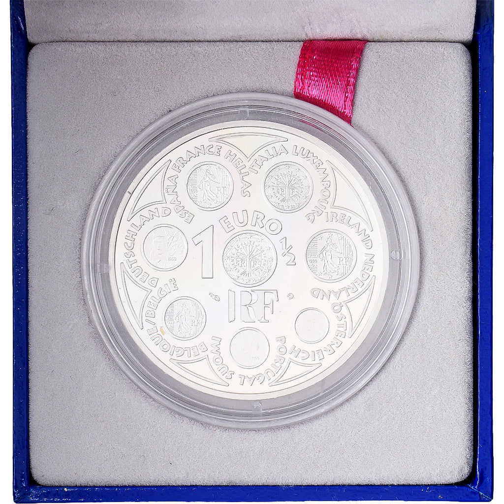Francja, 1 1/2 Euro, Introduction de l'euro, Proof, 2002, MDP, Srebro