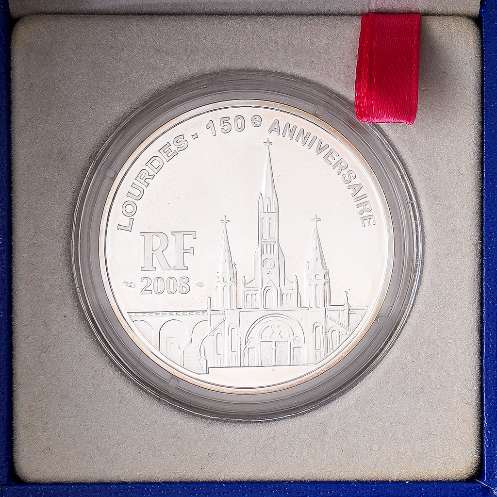 France, 1 1/2 Euro, Lourdes 150th Anniversary, Proof, 2008, MDP, Silver