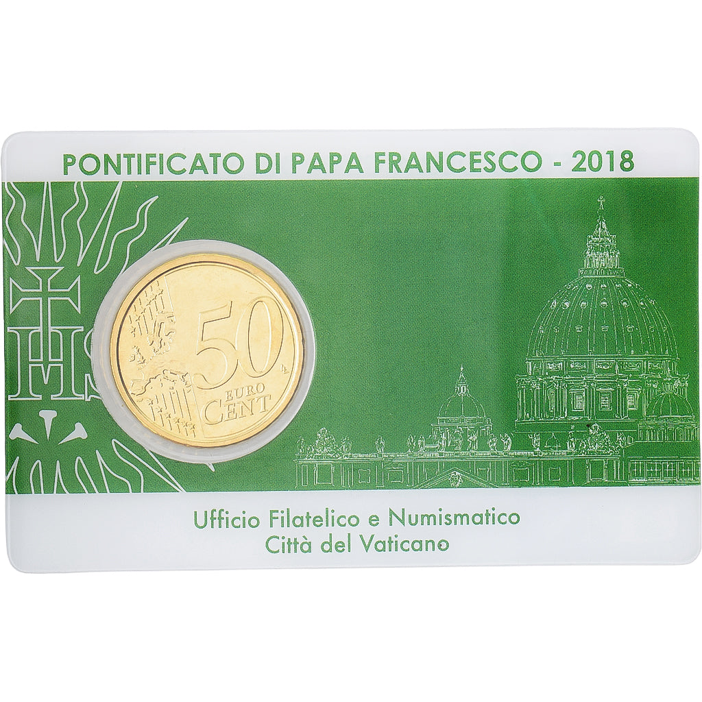 Vatican, Pape François Ier, 50 Euro Cent, 2018, Rome, Or nordique, FDC