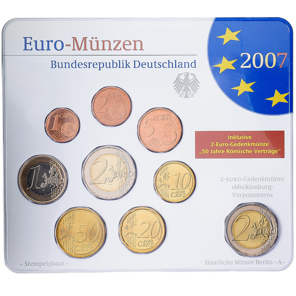 Germany, Set 1 ct. - 2 Euro + 2€, Treaty of Rome, Série BU, 2007, Berlin