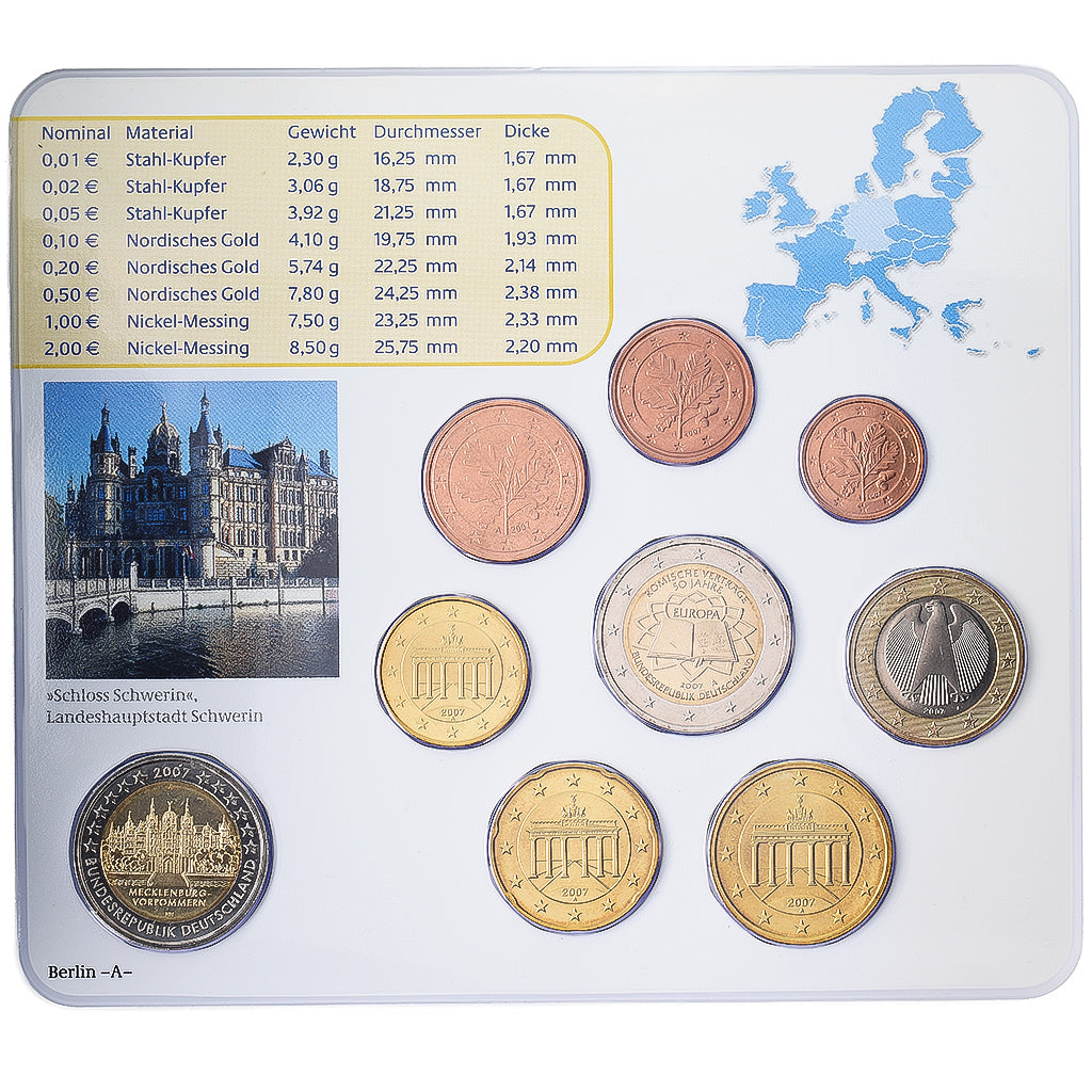 Germany, Set 1 ct. - 2 Euro + 2€, Treaty of Rome, Série BU, 2007, Berlin