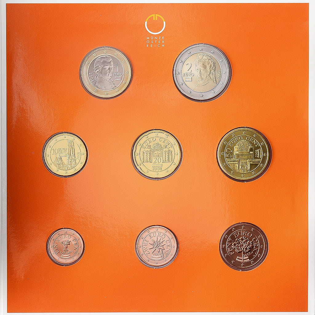 Österreich, Set 1 ct. - 2 Euro, Série BU, 2008, Vienna, STGL