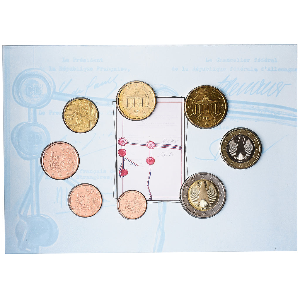 Francia, Set 1 ct. - 2 Euro, 40 ans du traité de l'Élysée, Série BU, 2002