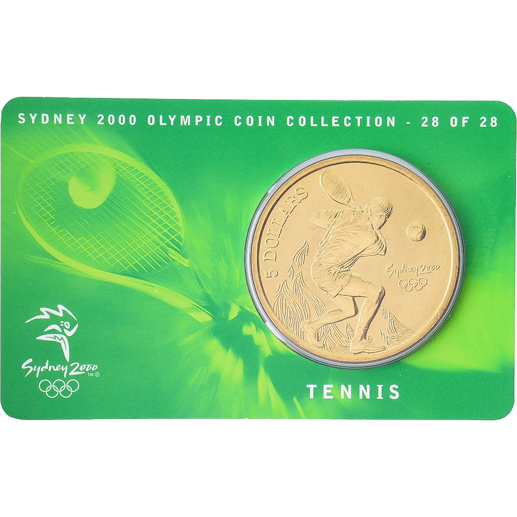 Australia, Elizabeth II, 5 Dollars, XXVII Olympics, Sydney - Tennis 28/28, 2000