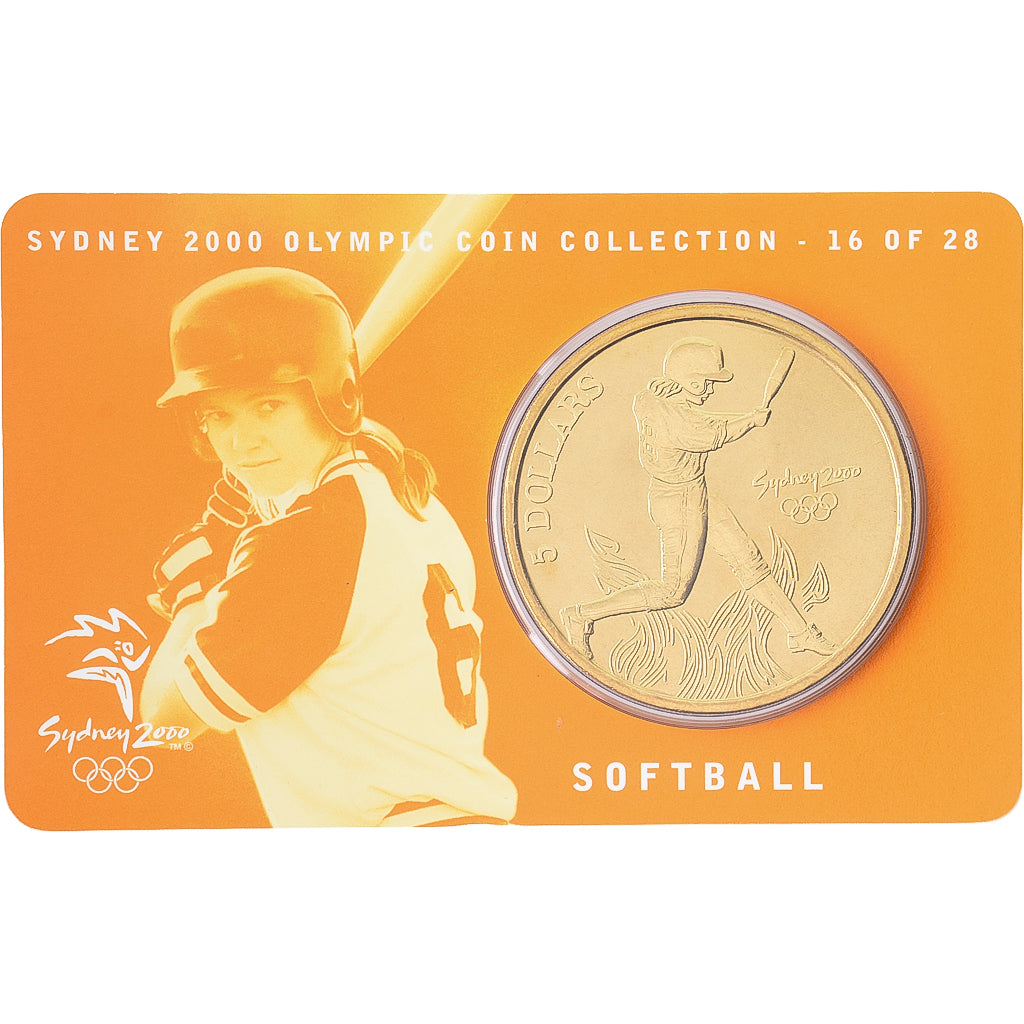 Australien, Elizabeth II, 5 Dollars, XXVII Olympics, Sydney - Softball 16/28