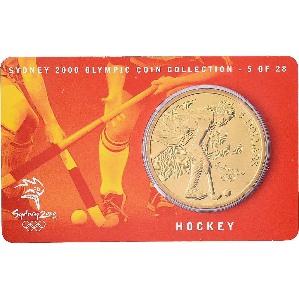 Australia, Elizabeth II, 5 Dollars, XXVII Olympics, Sydney - Hockey 5/28, 2000