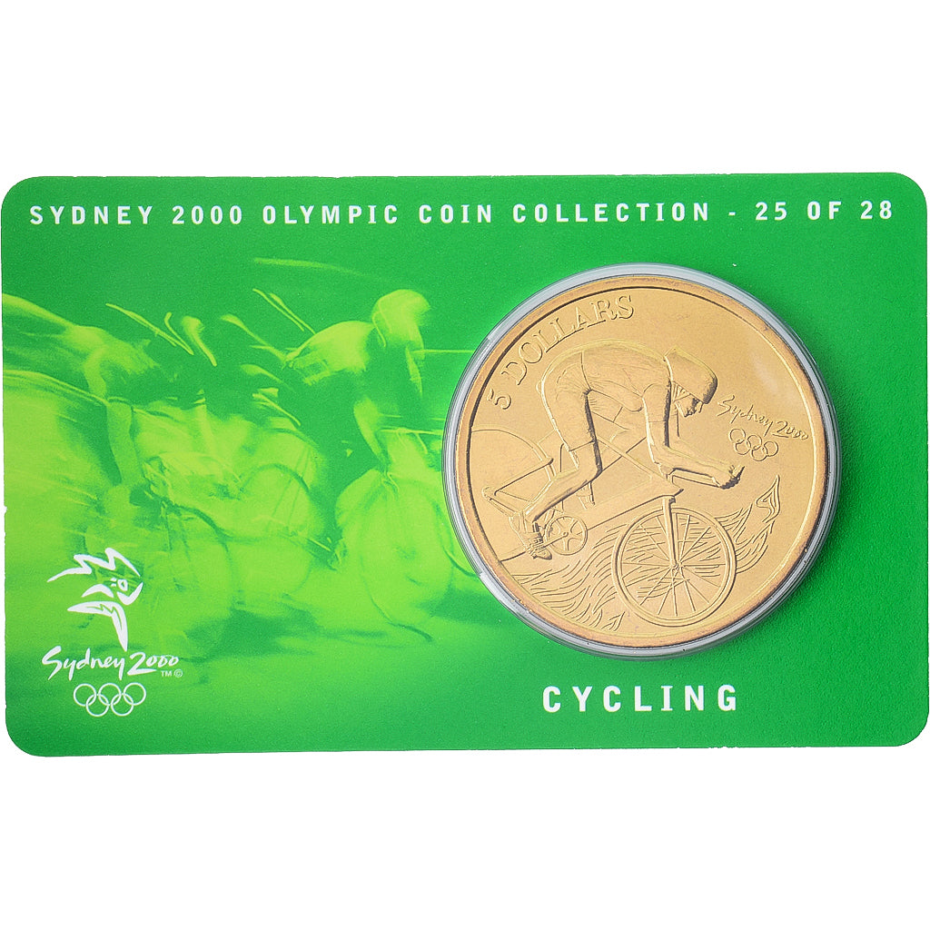 Australia, Elizabeth II, 5 Dollars, XXVII Olympics, Sydney - Cycling 25/28