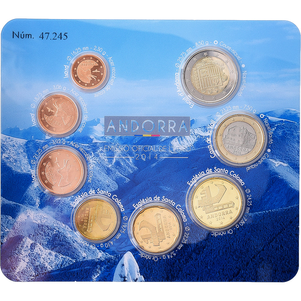 Andorra, Coffret 1c. à 2€, série FDC, 2014, Madrid, STGL