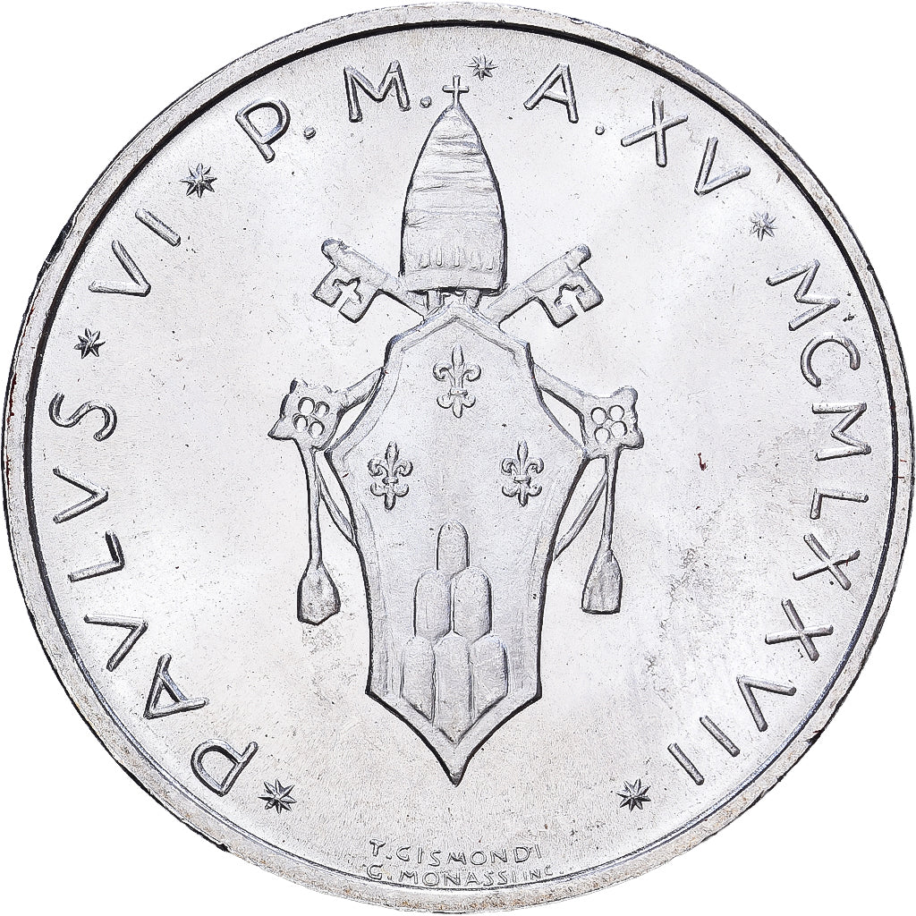 CIUDAD DEL VATICANO, Paul VI, 500 Lire, 1977, Rome, Plata, SC, KM:132