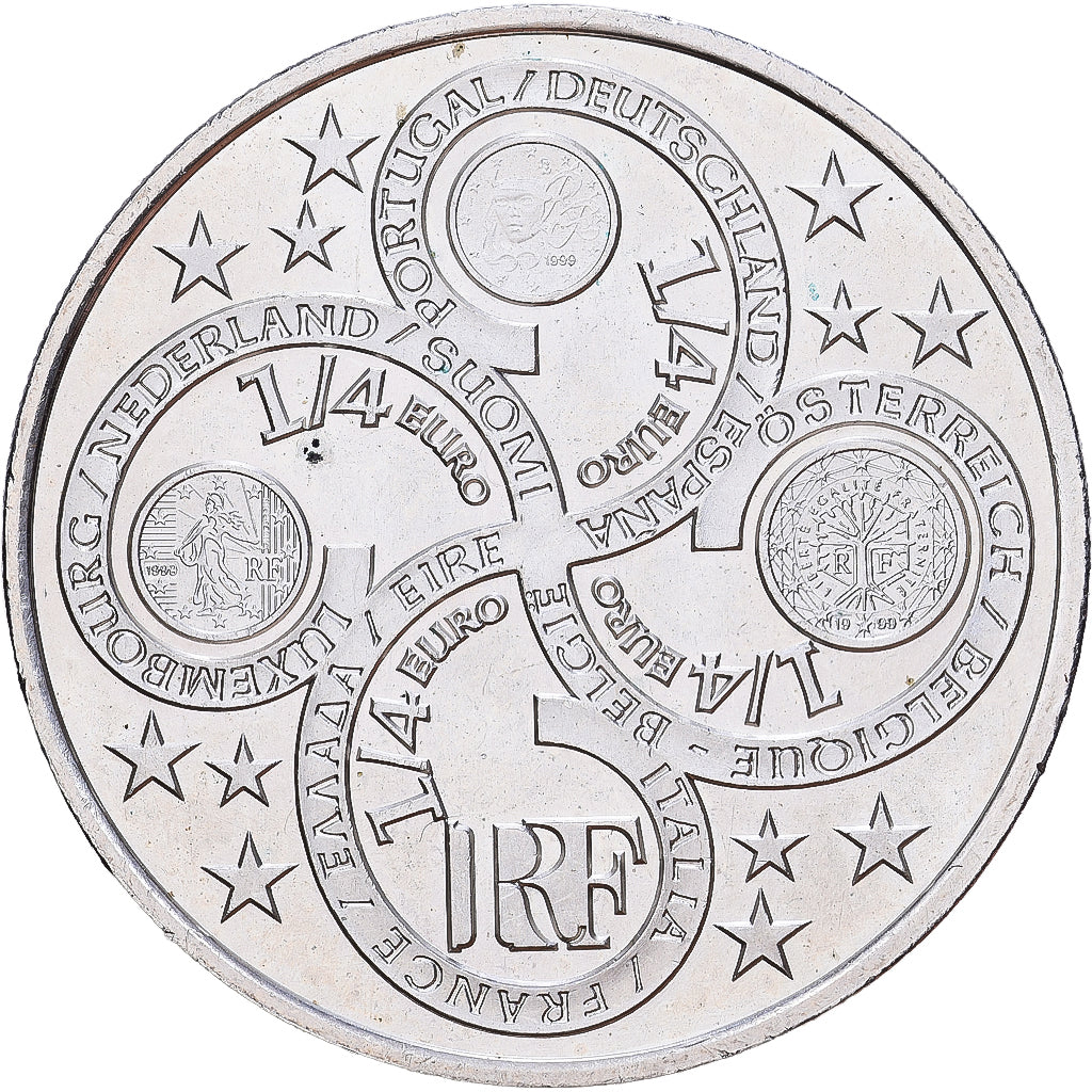 France, 1/4 Euro, Introduction of the Euro, 2003, MDP, Silver, MS(63)