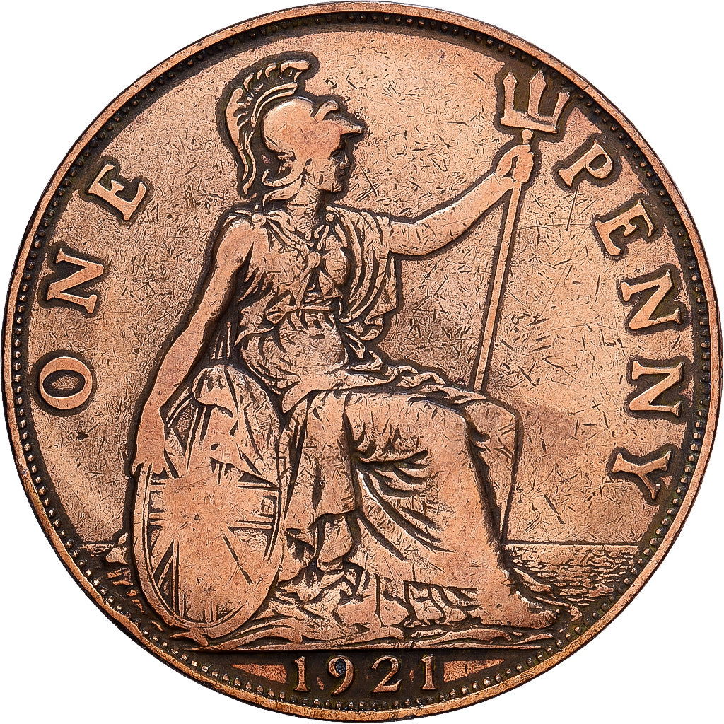 Wielka Brytania, George V, 1 Penny, 1921, British Royal Mint, Brązowy