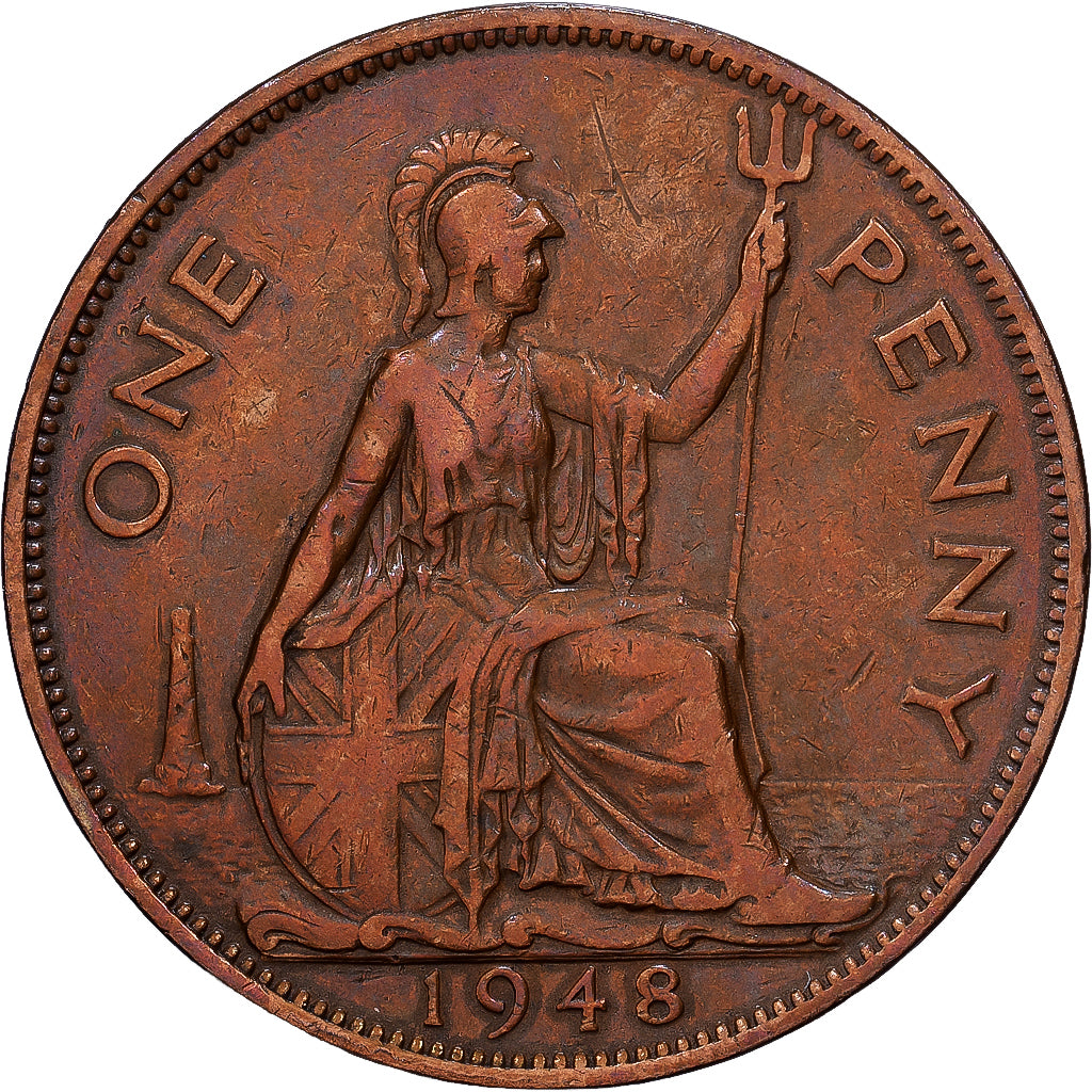 Wielka Brytania, George VI, 1 Penny, 1948, British Royal Mint, Brązowy
