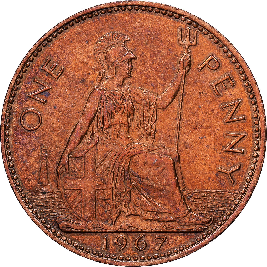 Grande-Bretagne, Élisabeth II, 1 Penny, 1967, British Royal Mint, Bronze, TB+
