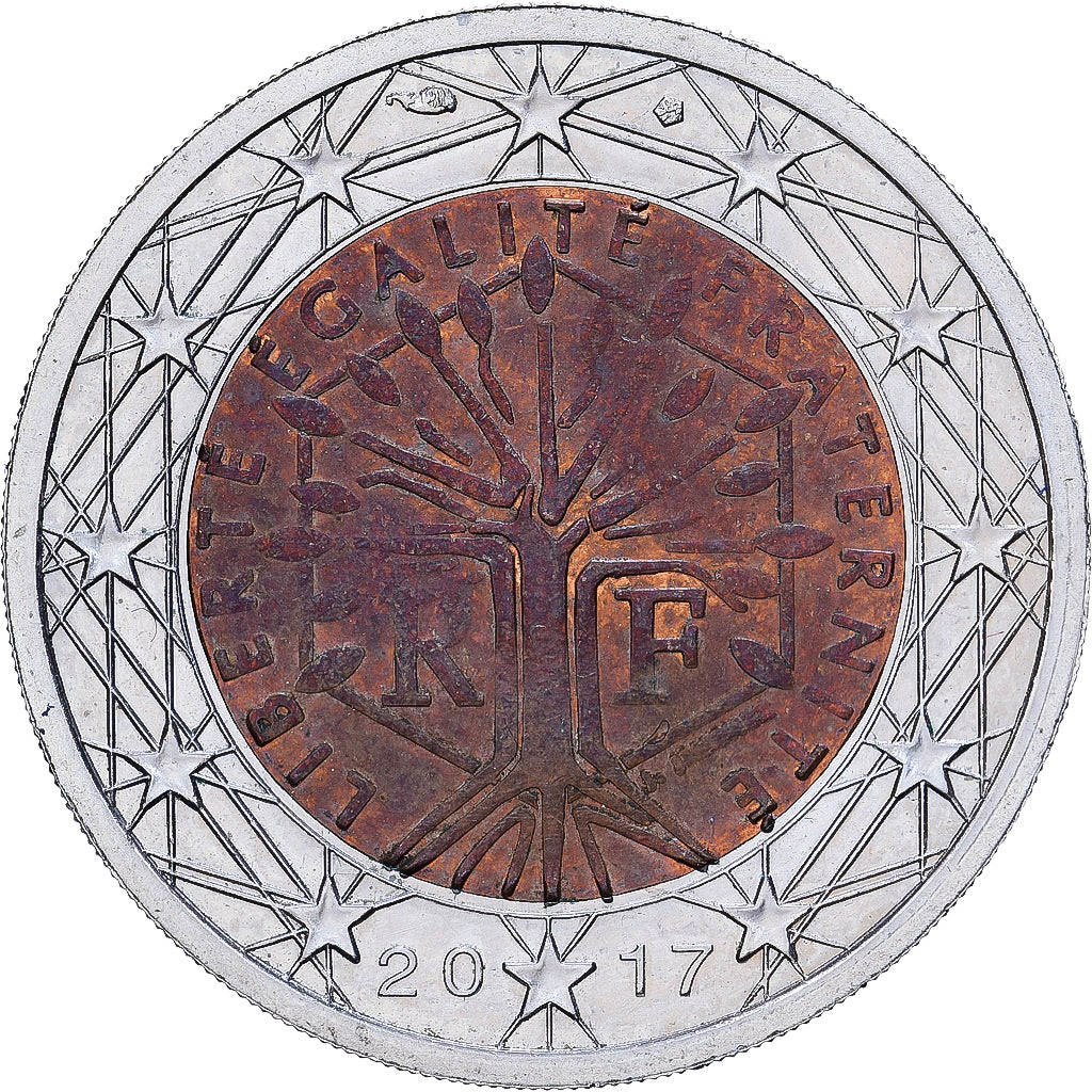 Francia, 2 Euro, error wrong core, 2017, MDP, Bi-metallico, MB+, KM:1414
