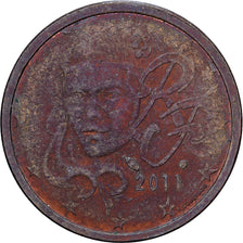 Francia, 10 Euro Cent, planchet error struck on 2 cent, 2011, MDP, Cobre chapado
