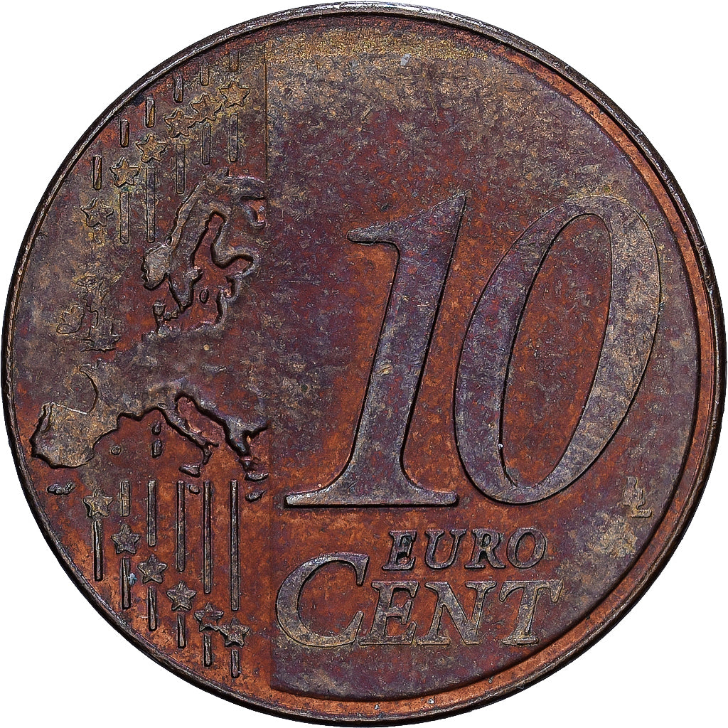 Francia, 10 Euro Cent, planchet error struck on 2 cent, 2011, MDP, Cobre chapado