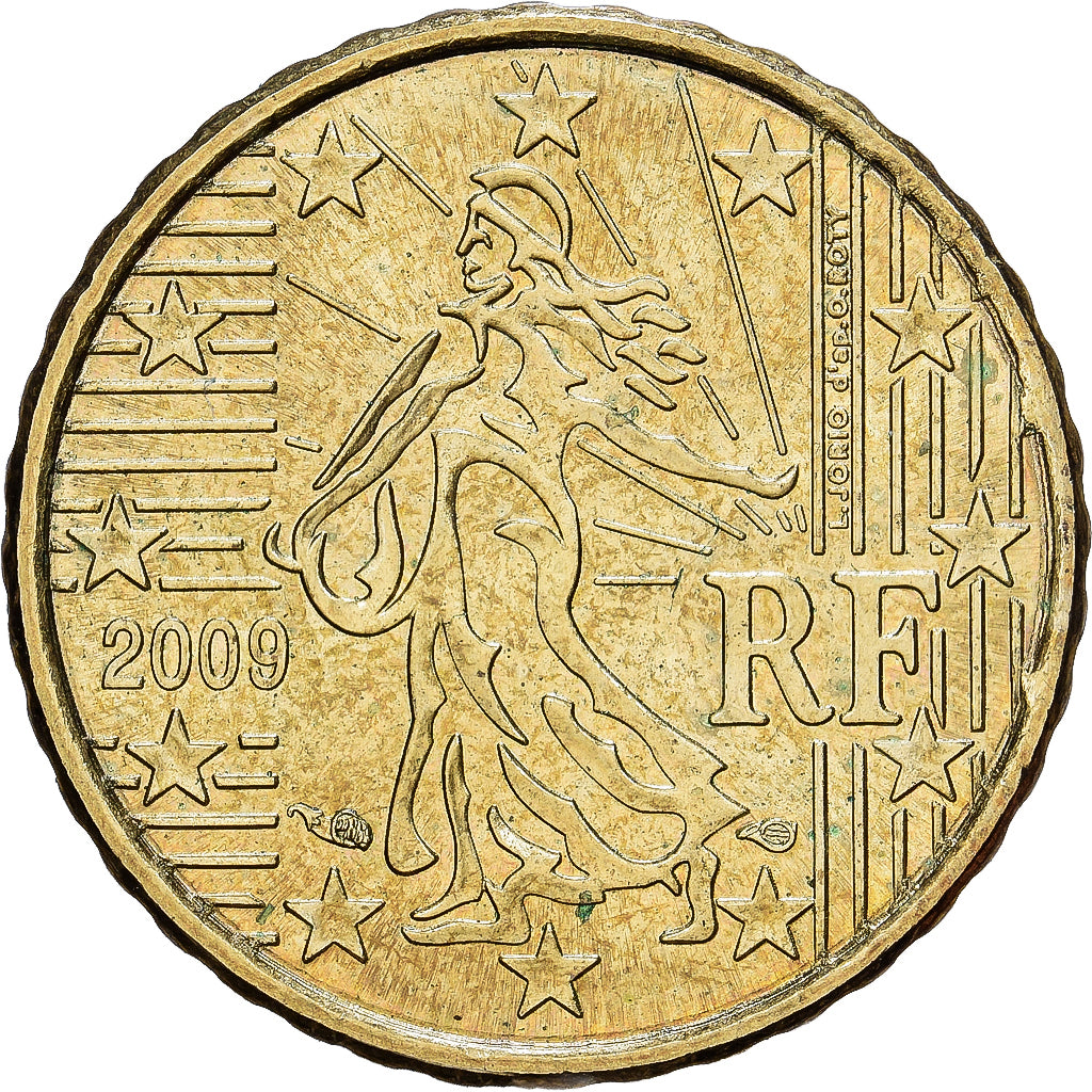 France, 2 Euro Cent, fautée, frappée sur un flan de 10 centimes, 2009, MDP