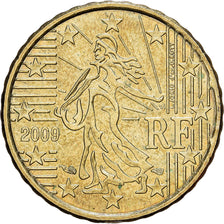 France, 2 Euro Cent, fautée, frappée sur un flan de 10 centimes, 2009, MDP