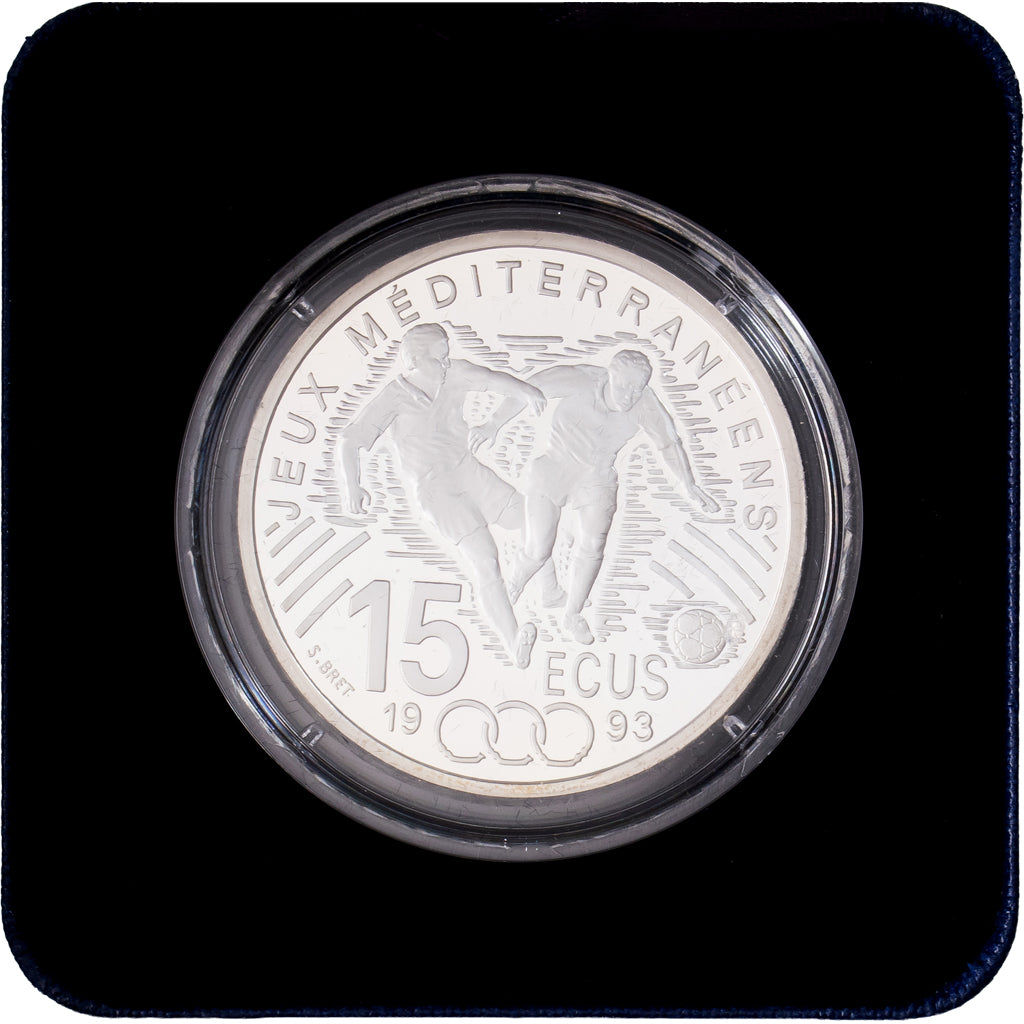 France, 100 Francs-15 Ecus, Mediterranean teams, soccer, 1993, MDP, Proof