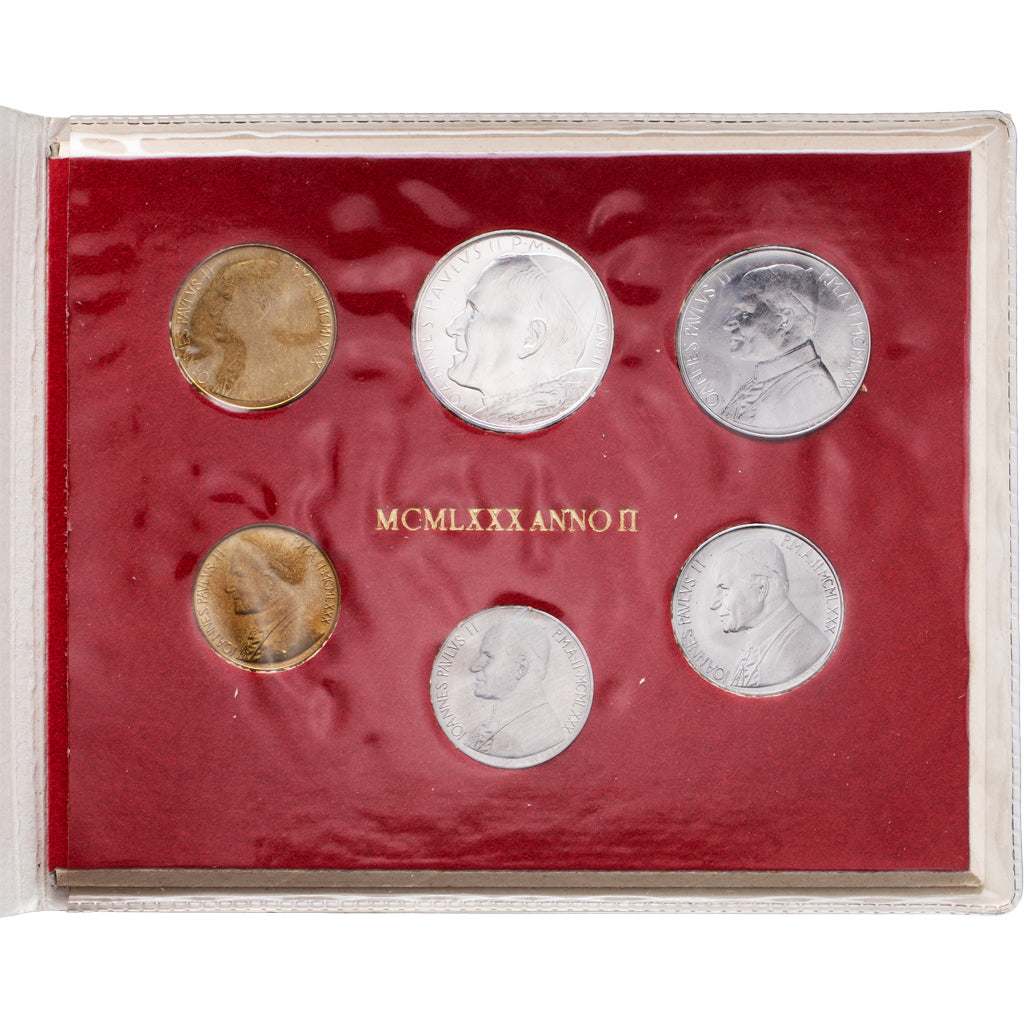 Vatican, John Paul II, 10 Lire to 500 Lire, 1980, Rome, MS(65-70)