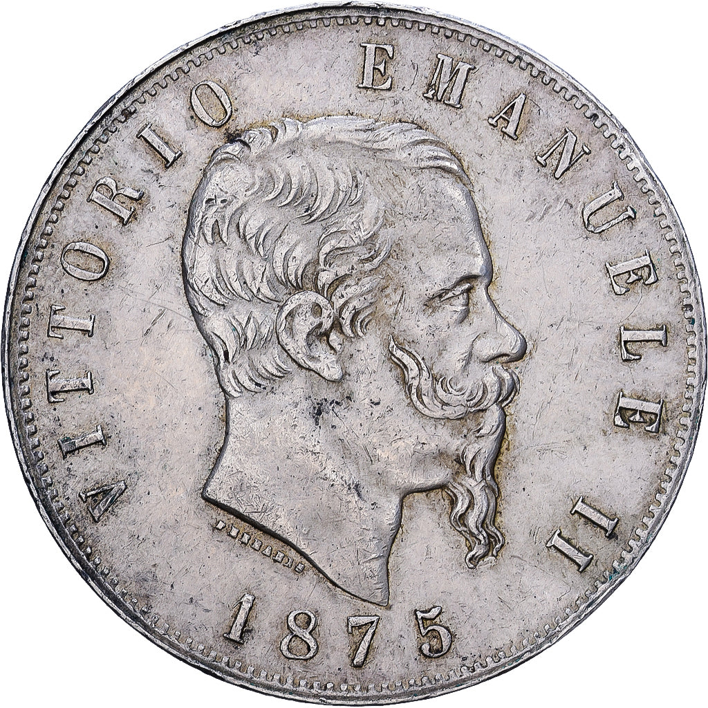 Italie, Victor-Emmanuel II, 5 Lire, 1875, Milan, Argent, TTB, KM:8