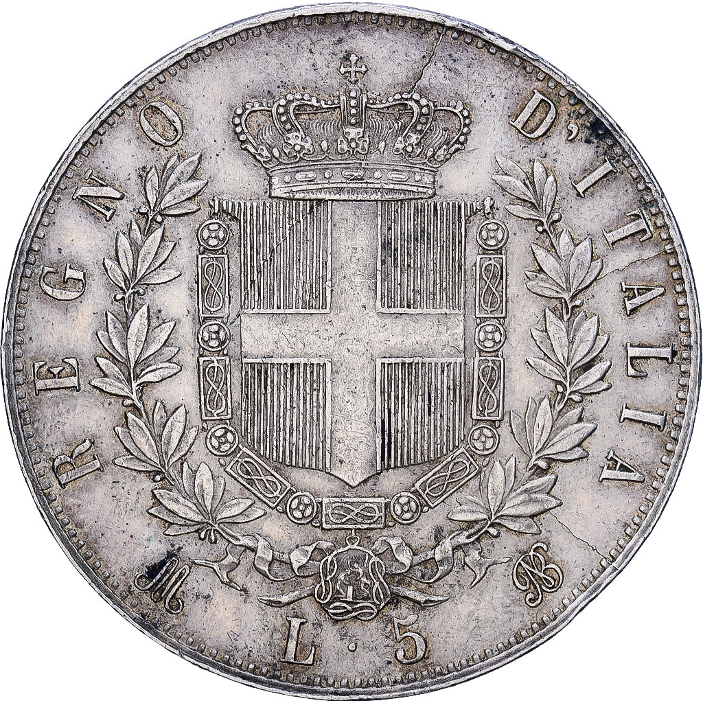 Italie, Victor-Emmanuel II, 5 Lire, 1875, Milan, Argent, TTB, KM:8