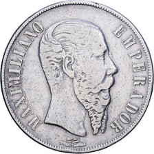 México, Maximilian I, 1 Peso, 1866, Mexico, Plata, BC+