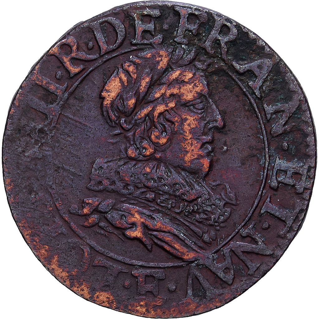 Frankreich, Louis XIII, Double Tournois, 1632, Tours, Bronze, S, Gadoury:9a