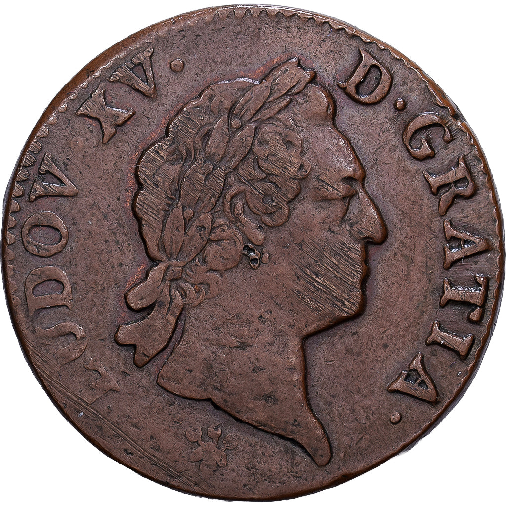 Francia, Louis XV, Sol à la vieille tête, 1771, Reims, Bronzo, MB, Gadoury:280