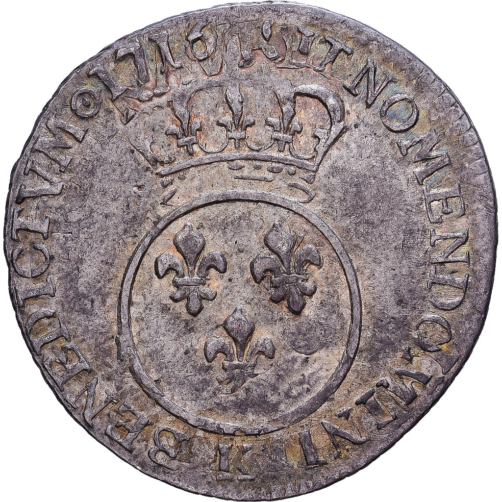 France, Louis XV, 1/10 Écu vertugadin, 1716, Bordeaux, réformé, Argent, TB