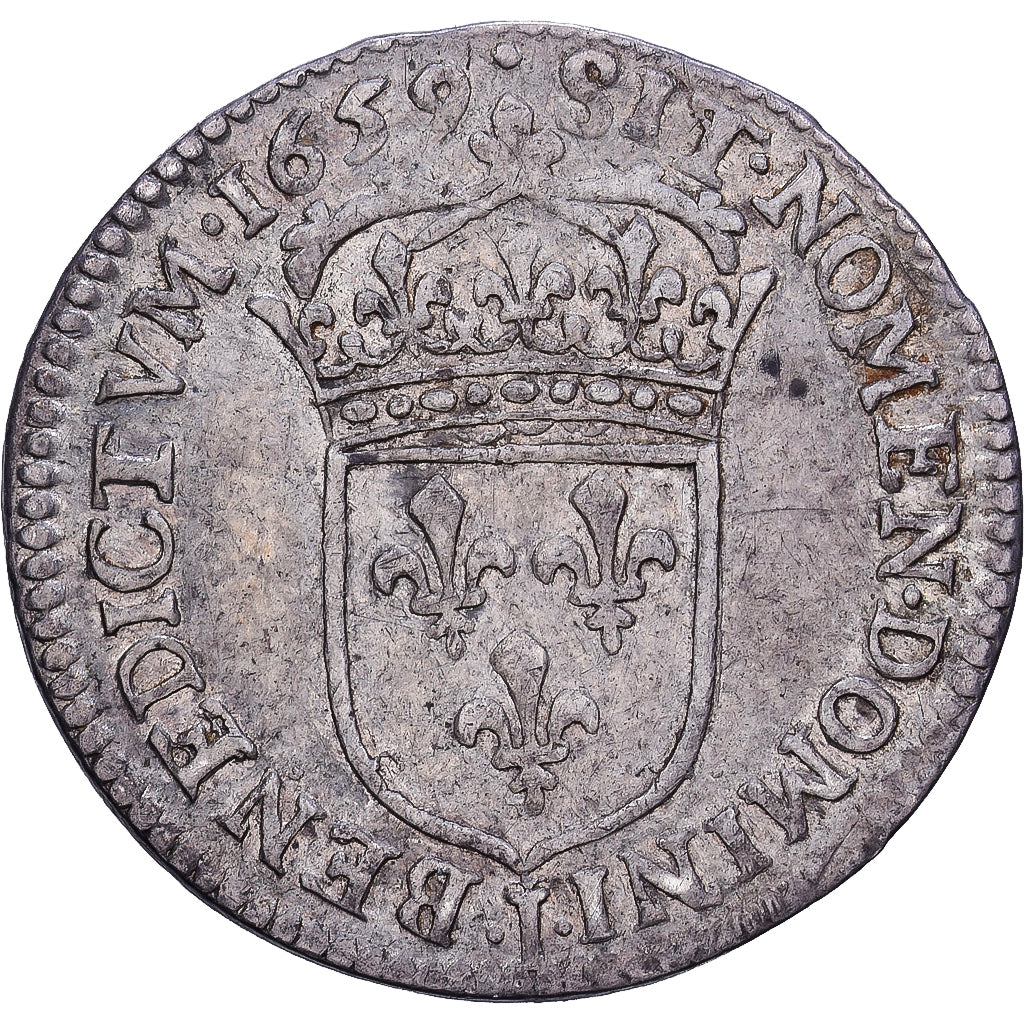 France, Louis XIV, 1/12 Ecu à la mèche longue, 1659, Limoges, Silver