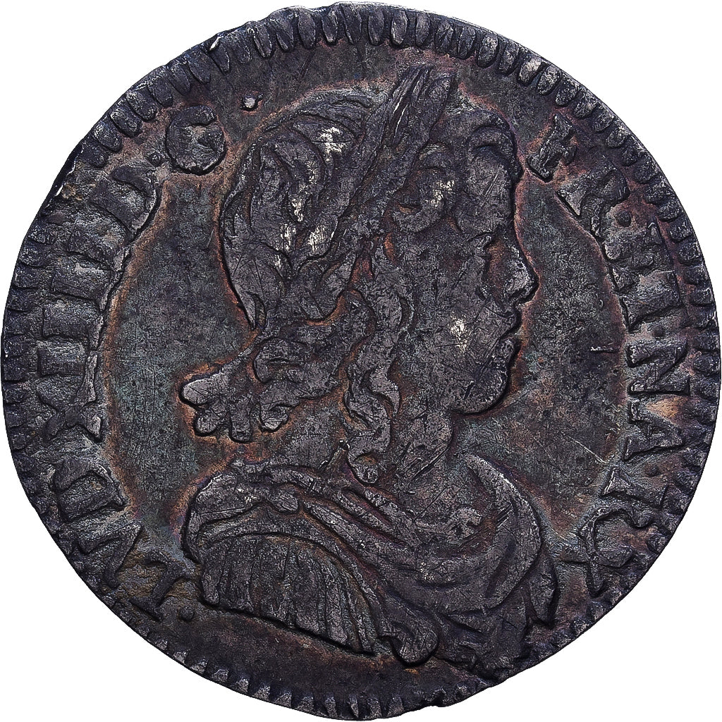 Frankreich, Louis XIV, 1/12 Ecu à la mèche longue, 1653, Bordeaux, Silber