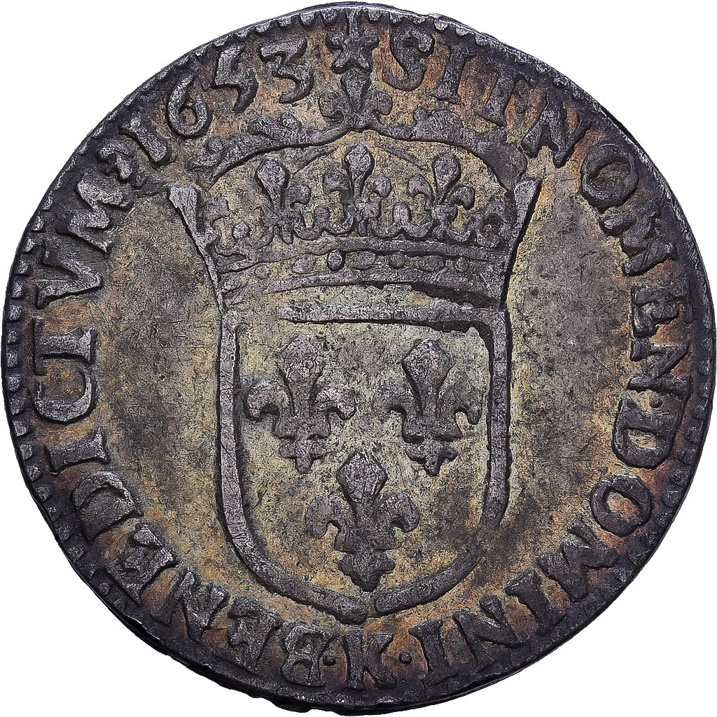 Frankreich, Louis XIV, 1/12 Ecu à la mèche longue, 1653, Bordeaux, Silber