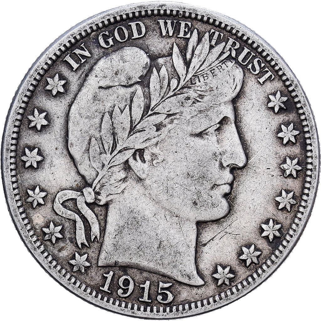Estados Unidos, Barber Half Dollar, 1915, San Francisco, Plata, MBC, KM:116