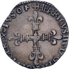 France, Henri III, 1/8 Ecu, 1580, La Rochelle, Silver, AU(50-53), Duplessy:1134