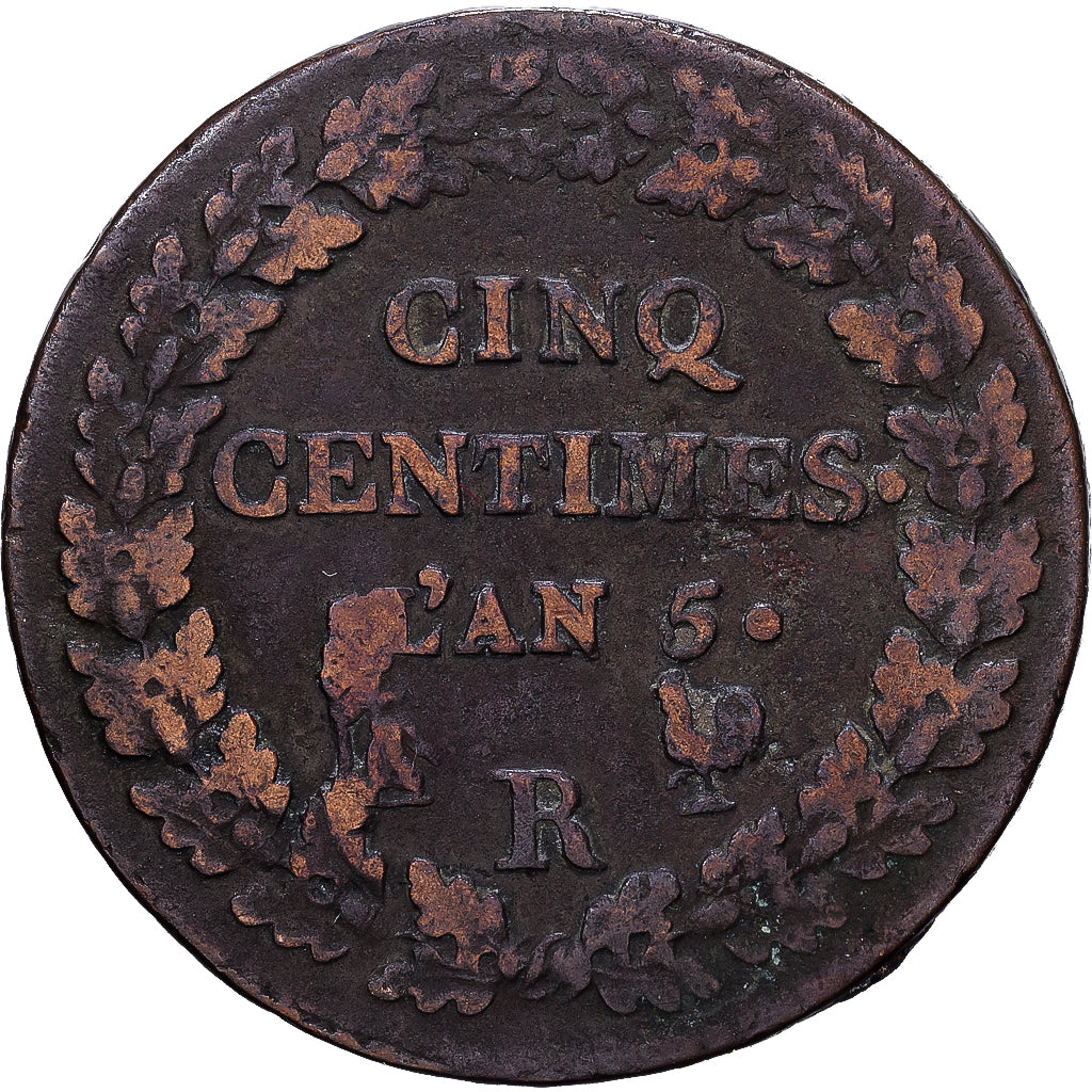 France, Directoire, 5 Centimes, AN 5, Orléans, Copper, VF(30-35), Gadoury:126