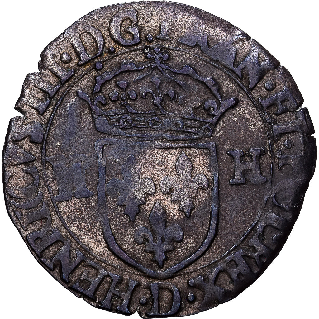 Frankreich, Henri III, Douzain aux deux H, 1577, Lyon, Billon, SS, Duplessy:1140