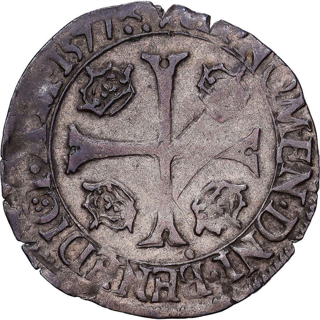 Frankreich, Henri III, Douzain aux deux H, 1577, Lyon, Billon, SS, Duplessy:1140