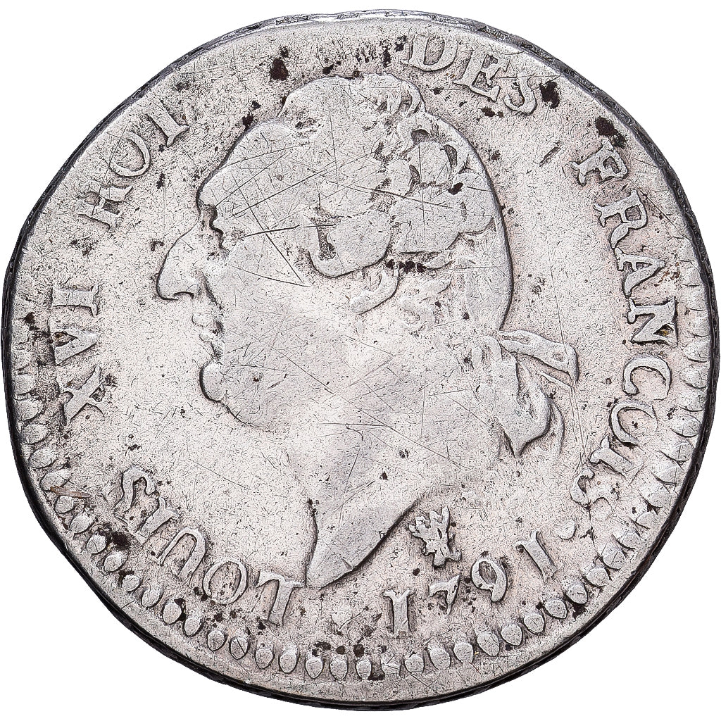 France, Constitution, 15 sols françois, 1791 / AN 3, Limoges, Silver