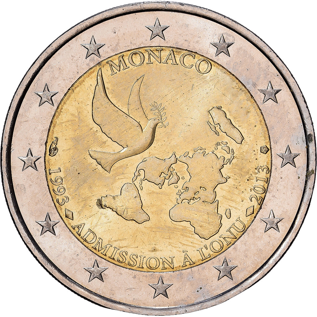 Monaco, Albert II, 2 Euro, Admission à l'ONU, 2013, MDP, Bi-metallico, SPL