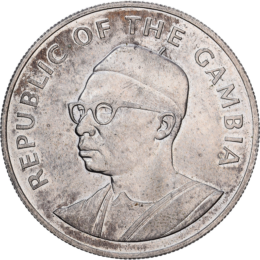 Gâmbia, 10 Dalasis, 1975, 10th anniversary of Independence, Prata, AU(55-58)