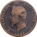 France, Napoleon III, 10 Centimes, 1861, Strasbourg, Bronze, VF(20-25)