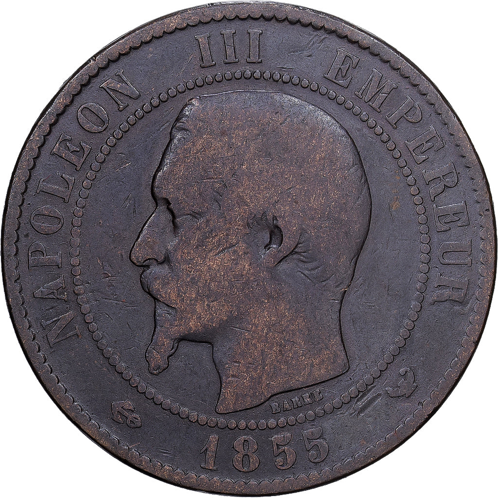 Frankrijk, Napoleon III, 10 Centimes, 1855, Lille, Bronzen, FR, Gadoury:248