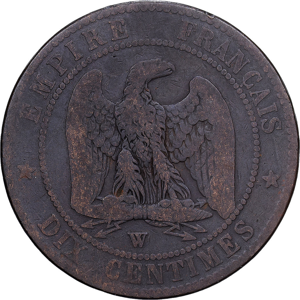 Frankrijk, Napoleon III, 10 Centimes, 1855, Lille, Bronzen, FR, Gadoury:248