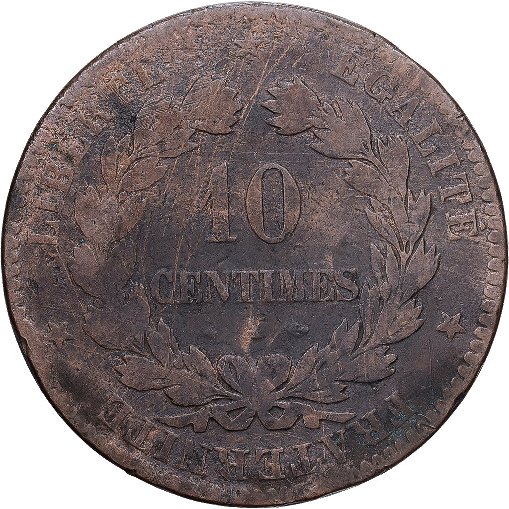 France, 10 Centimes, Cérès, 1870, Paris, Bronze, TB, Gadoury:265