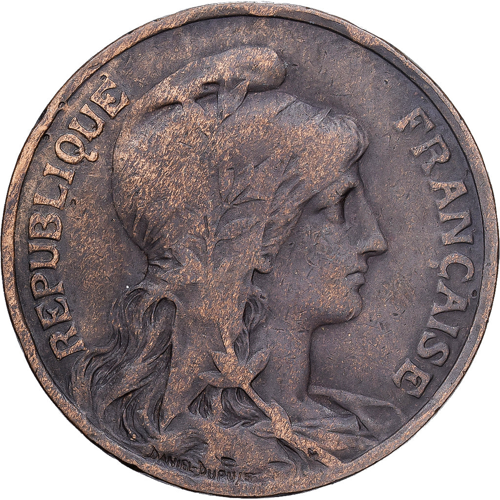 France, 10 Centimes, Daniel-Dupuis, 1907, MDP, Bronze, VF(20-25), Gadoury:277