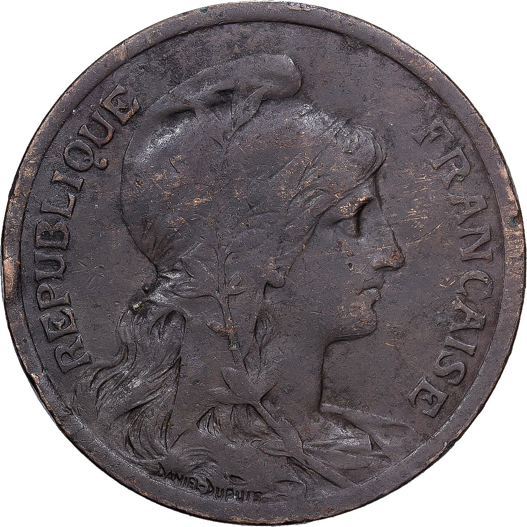 France, 10 Centimes, Daniel-Dupuis, 1916, MDP, Bronze, VF(20-25), Gadoury:277