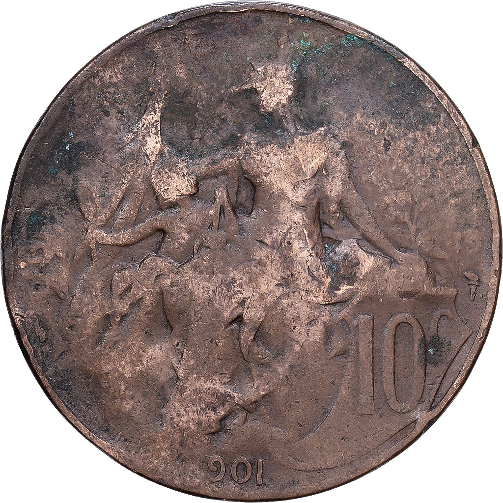 Frankreich, 10 Centimes, Daniel-Dupuis, 1901, MDP, Bronze, S, Gadoury:277